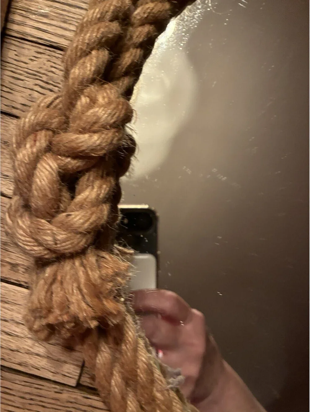Round 12 in Nautical Accent Wall Mirror, Brown Rope Frame w/ Rope Handle